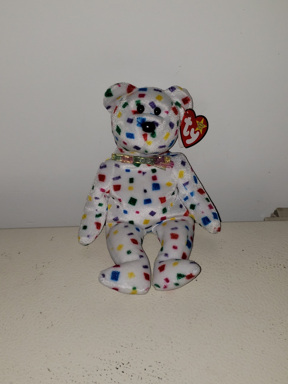 TY Beanie Baby White Confetti Bear Plush - Multicolor